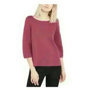 Eileen Fisher Silk Organic Cotton Interlock Bateau Neck Sweater 3/4 Slee…